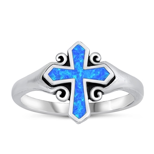 Silver Lab Opal Ring - Cross