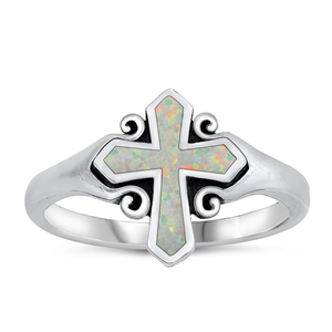 Silver Lab Opal Ring - Cross