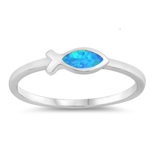 Silver Lab Opal Ring - Religious Fish