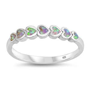 Silver Lab Opal Ring - Sideways Heart