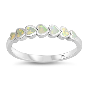 Silver Lab Opal Ring - Sideways Heart