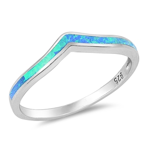 Silver Lab Opal Ring - V Shape