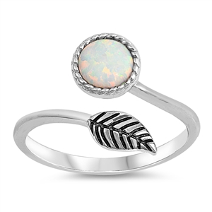 Silver Lab Opal Ring - Leaf