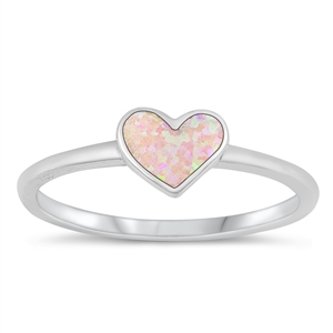 Silver Lab Opal Ring - Heart