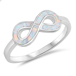 Silver Lab Opal Ring - Infinity Sign