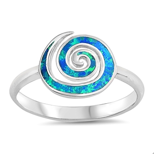 Silver Lab Opal Ring - Spiral