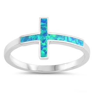 Silver Lab Opal Ring - Cross