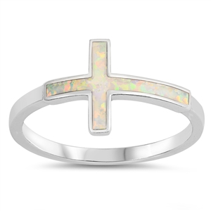 Silver Lab Opal Ring - Cross