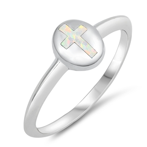 Silver Lab Opal Ring - Cross