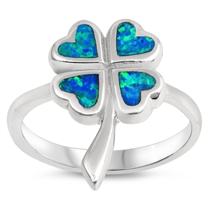 Silver Lab Opal Ring - Clover