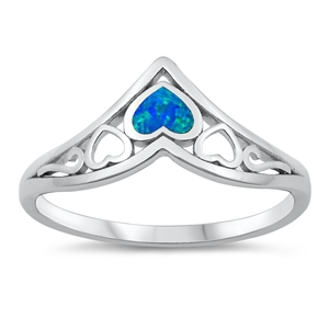 Silver Lab Opal Ring - Hearts