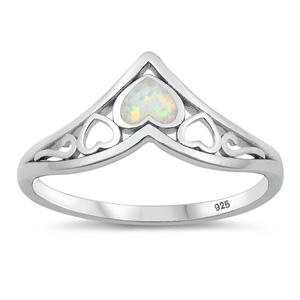 Silver Lab Opal Ring - Hearts