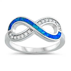 Silver Lab Opal Ring - Infinity Sign
