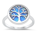 Silver Lab Opal Ring - Tree of Life