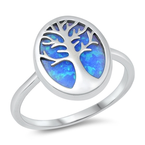 Silver Lab Opal Ring - Tree of Life