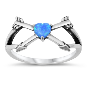 Silver Lab Opal Ring - Heart & Arrows