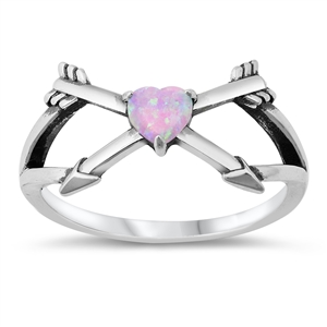 Silver Lab Opal Ring - Heart & Arrows