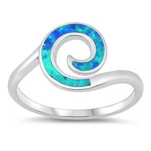 Silver Lab Opal Ring - Spiral