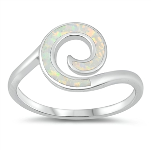 Silver Lab Opal Ring - Spiral