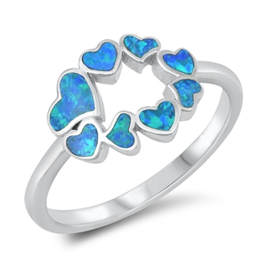 Silver Lab Opal Ring - Hearts