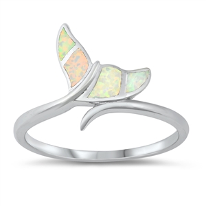 Silver Lab Opal Ring - Whale Tail