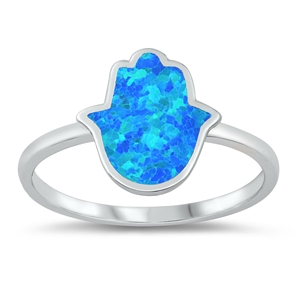 Silver Lab Opal Ring - Hamsa