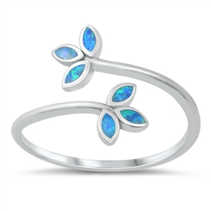 Silver Lab Opal Ring - Leaves