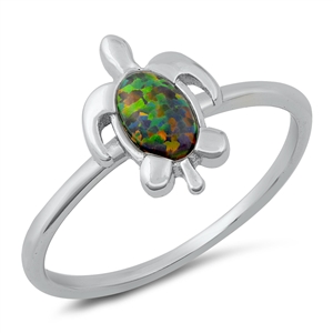 Silver Lab Opal Ring - Turtle