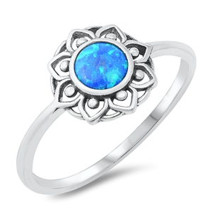 Silver Lab Opal Ring - Mandala
