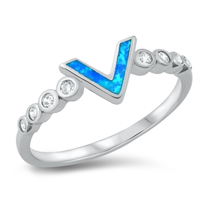Silver Lab Opal Ring - V Shaped