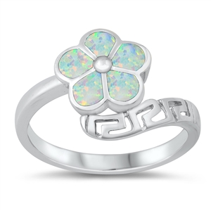 Silver Lab Opal Ring - Plumeria