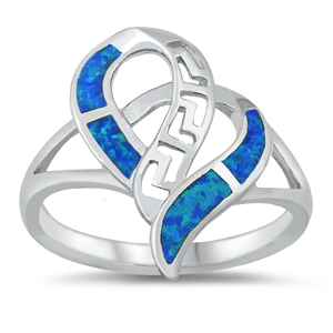 Silver Lab Opal Ring - Heart