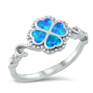 Silver Lab Opal Ring - Clover