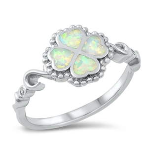 Silver Lab Opal Ring - Clover