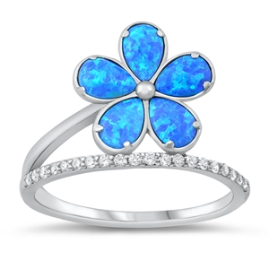 Silver Lab Opal Ring - Plumeria