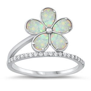 Silver Lab Opal Ring - Plumeria