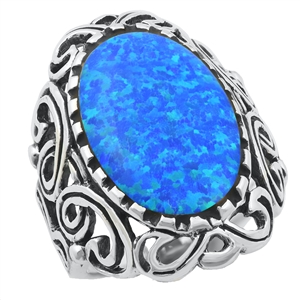 Silver Lab Opal Ring - Vintage Style