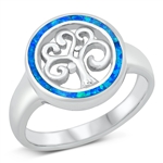 Silver Lab Opal Ring - Tree of Life