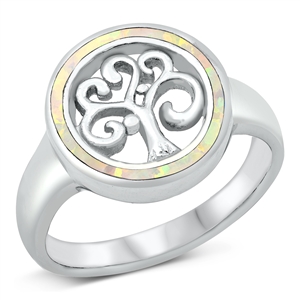 Silver Lab Opal Ring - Tree of Life