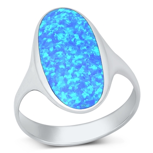 Silver Lab Opal Ring - Elongated Oval