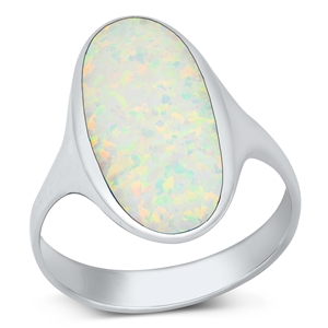 Silver Lab Opal Ring - Elongated Oval