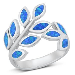 Silver Lab Opal Ring - Leaves