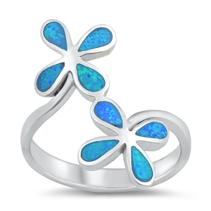 Silver Lab Opal Ring - Flowers