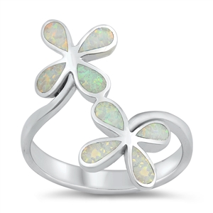 Silver Lab Opal Ring - Flowers