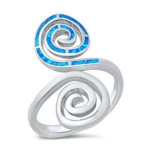 Silver Lab Opal Ring - Spirals