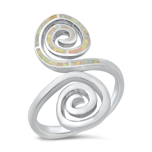 Silver Lab Opal Ring - Spirals