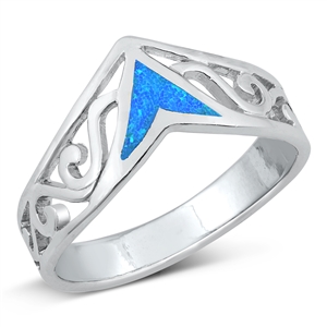 Silver Lab Opal Ring - V Shape