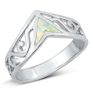 Silver Lab Opal Ring - V Shape