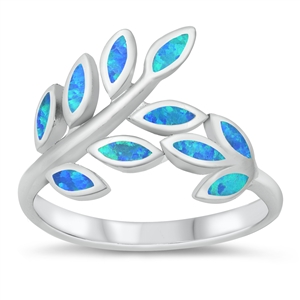 Silver Lab Opal Ring - Leaves