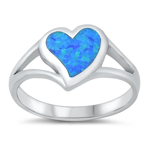 Silver Lab Opal Ring - Heart